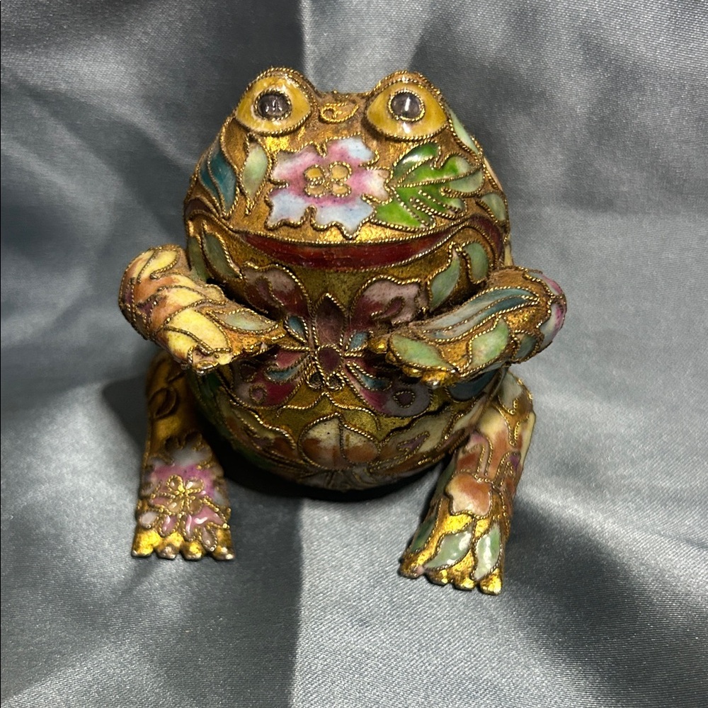 RARE Vintage Raised Cloisonné Frog Figurine